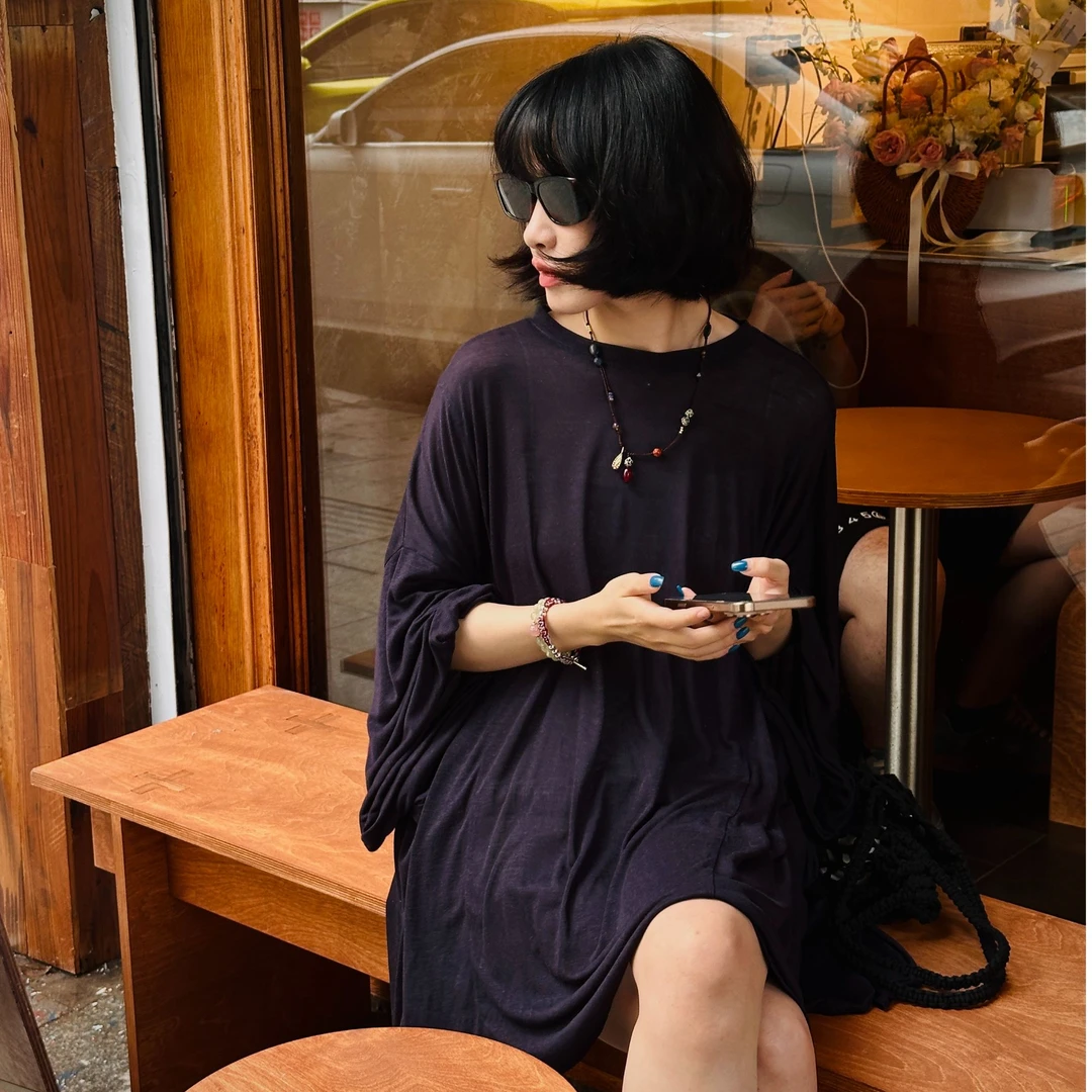 S.SHUi 飞飞袖吸汗解构主义天丝亚麻斗篷T恤休闲时尚日奢风