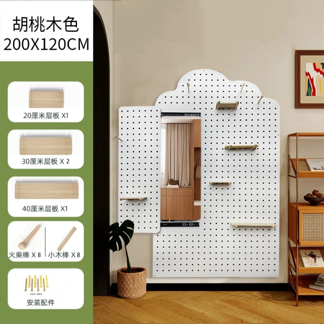 云朵玄关洞洞板置物架入户木质展示收纳架小熊收纳墙上挂衣架