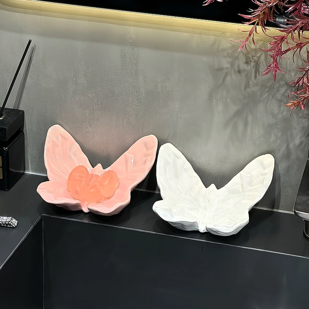 轻奢蝴蝶肥皂盒台面陶瓷香皂贝壳肥皂盒高级肥皂碟肥皂香皂沥水盒