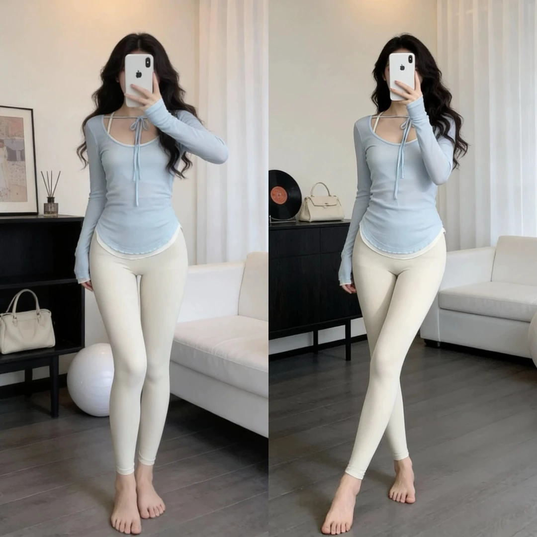 美背瑜伽服女长袖2025新款秋透气运动罩衫套装普拉提训练上衣露背