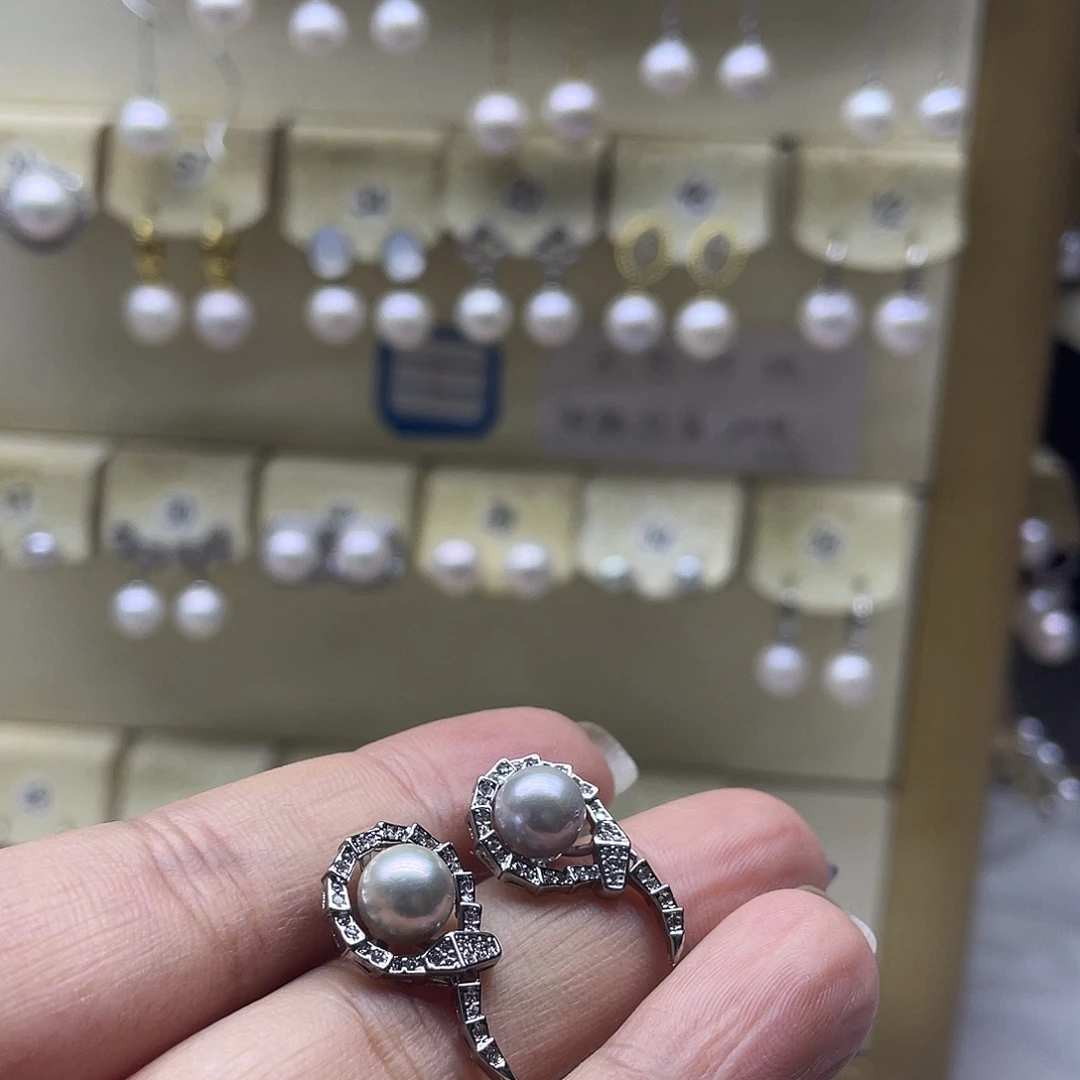 耳饰海水珍珠银S925镶嵌