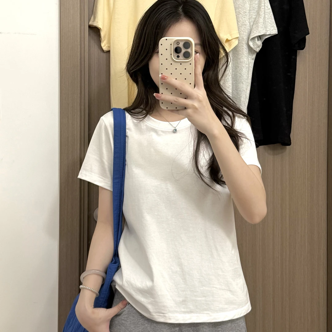 嘎子布·万能纯棉正肩！百搭T恤打底夏季二本线分骨线板正透气舒适