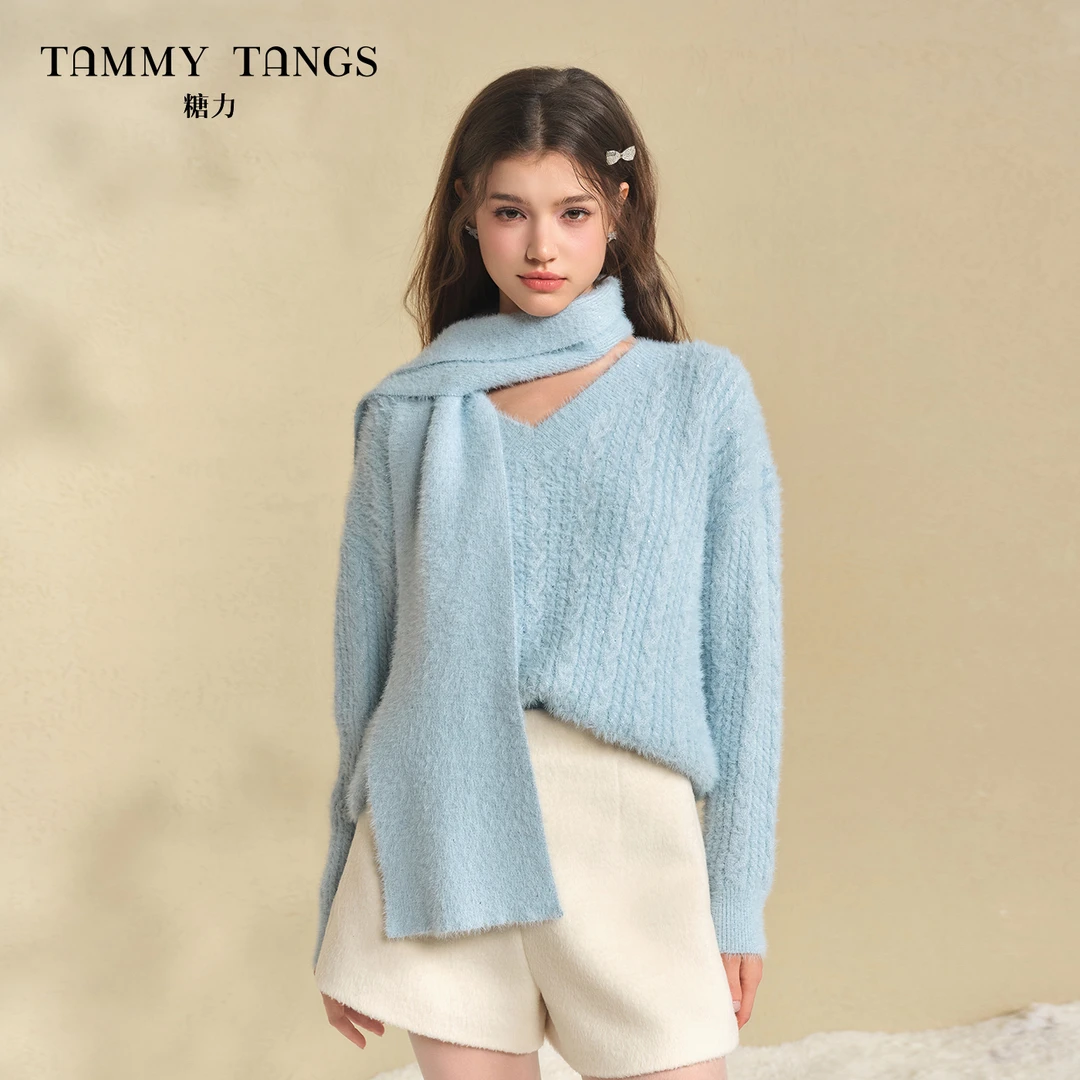 【若谷专属】糖力配围巾仿水貂毛织TWRDS46526