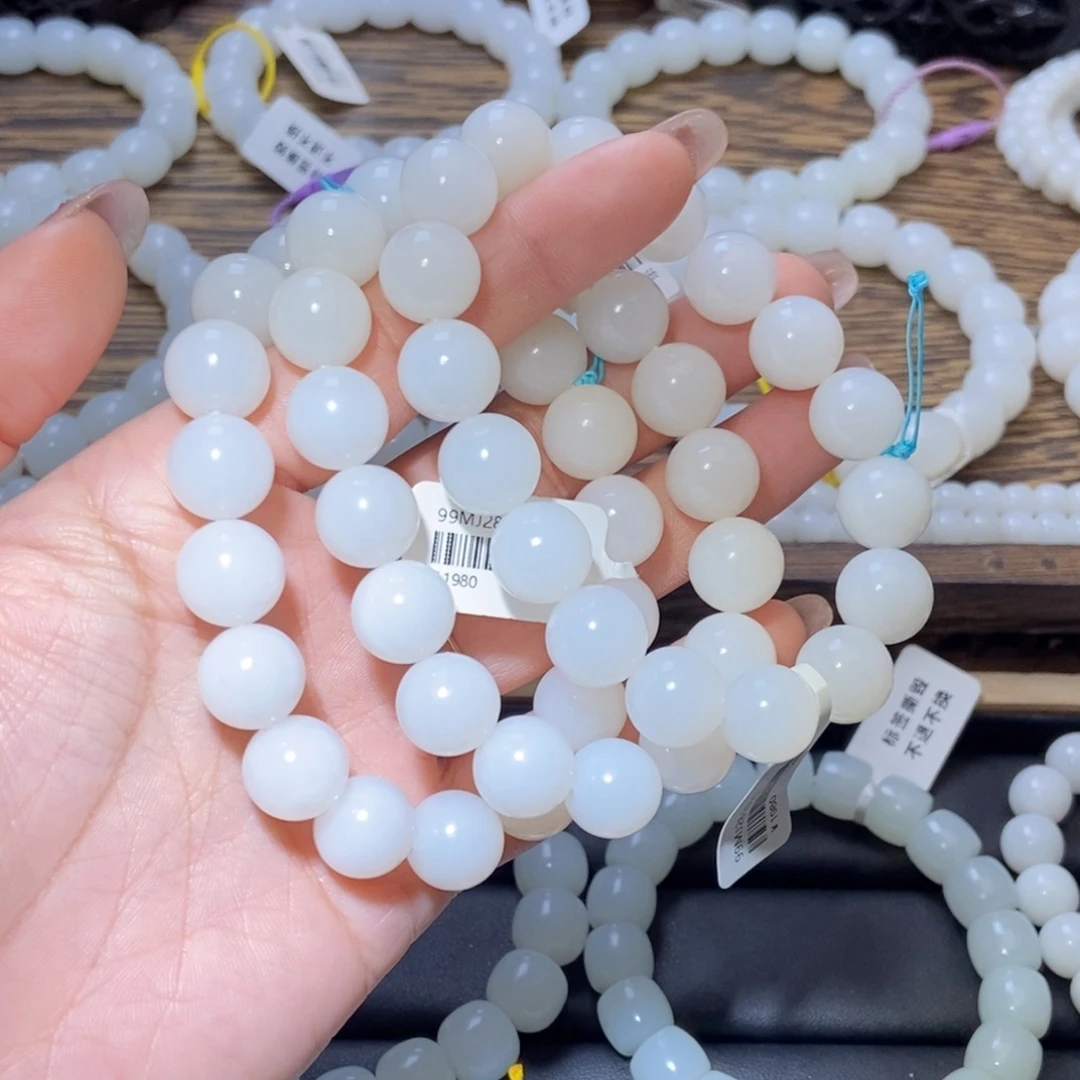 璞****和田玉未镶嵌手串卡12圆珠3条