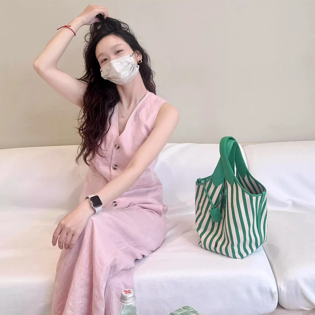 老钱风粉色亚麻气质套装女夏季御姐风时尚轻奢马甲阔腿长裤两件套