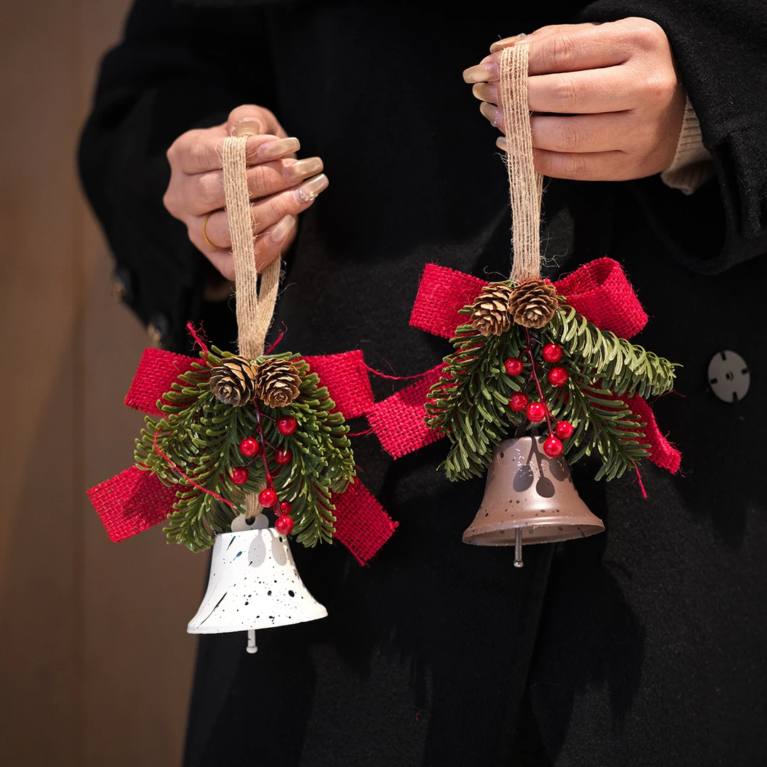 圣诞节配件圣诞树吊饰北欧风立体铃铛装饰挂件简约摆件平安夜礼物