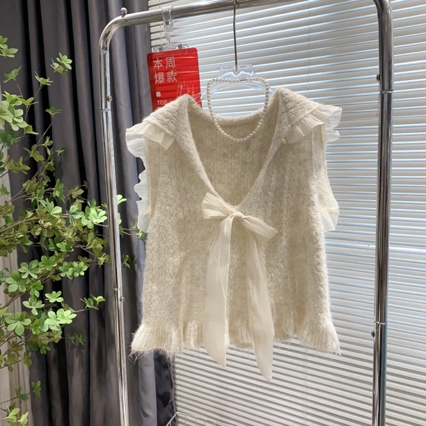 韩风chic气质甜美小香风时尚针织披肩马甲女早秋绝美超吸睛外穿