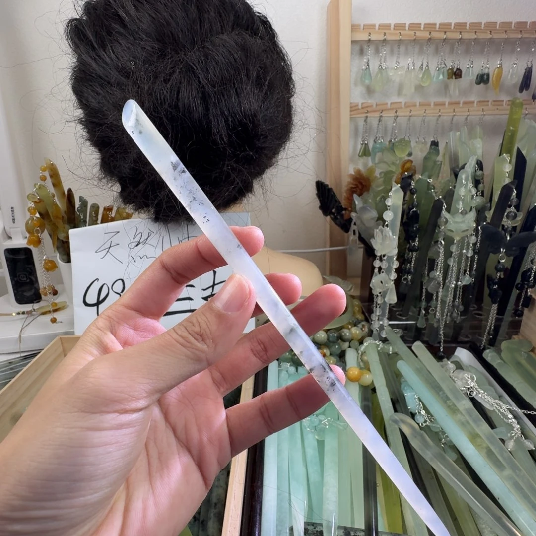 蛇纹石玉发饰未镶嵌长度20