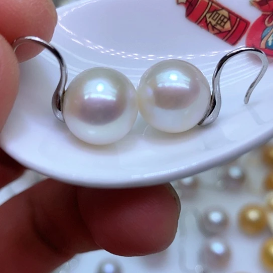 淡水珍珠耳饰银S925镶嵌