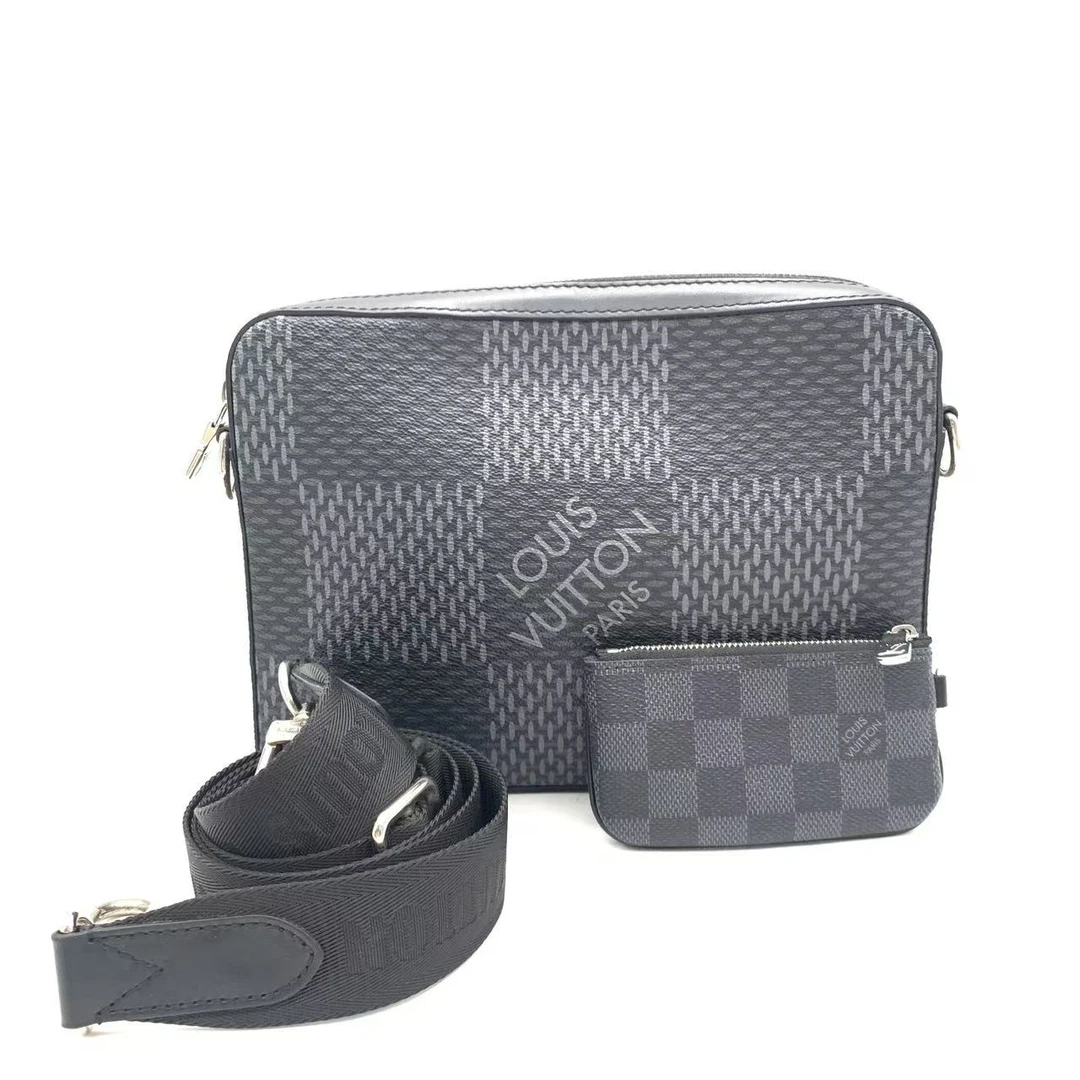 95新 LouisVuitton/路易威登 【安则专属】黑棋盘格trio相机包