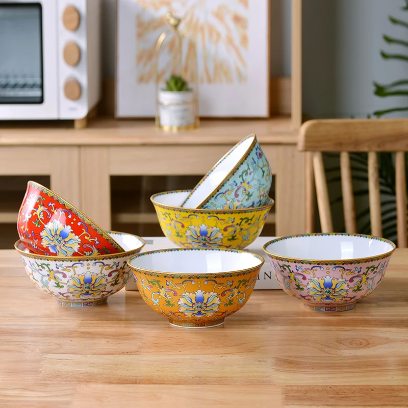 7英寸景德镇珐琅彩高温陶瓷面碗家用