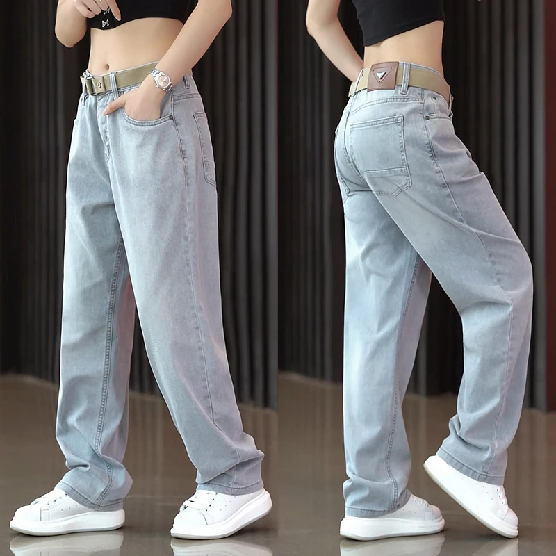 秋冬加绒美式复古牛仔裤男2025新款浅色宽松阔腿男裤子百搭直筒裤