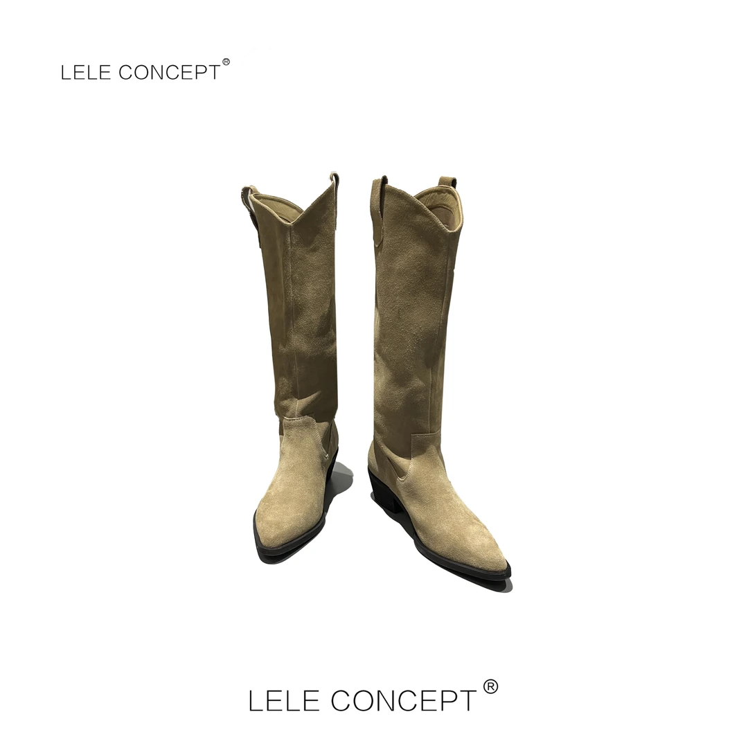 LELE CONCEPT丨「丽」都市复古港风时装款磨砂长靴X0210