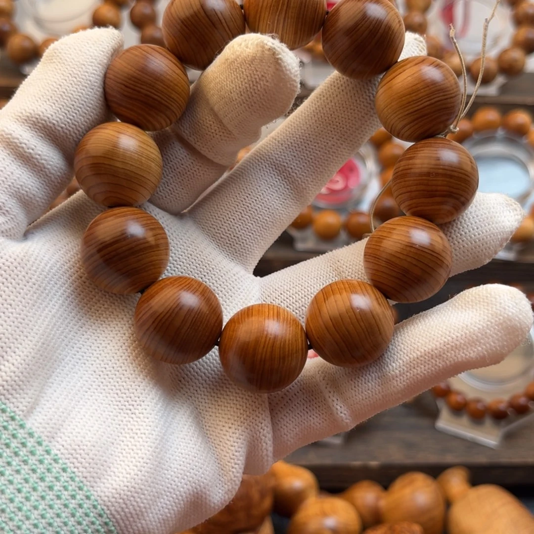 9***K柏木（崖柏）手串/手链20红黑油蚕丝纹45.3