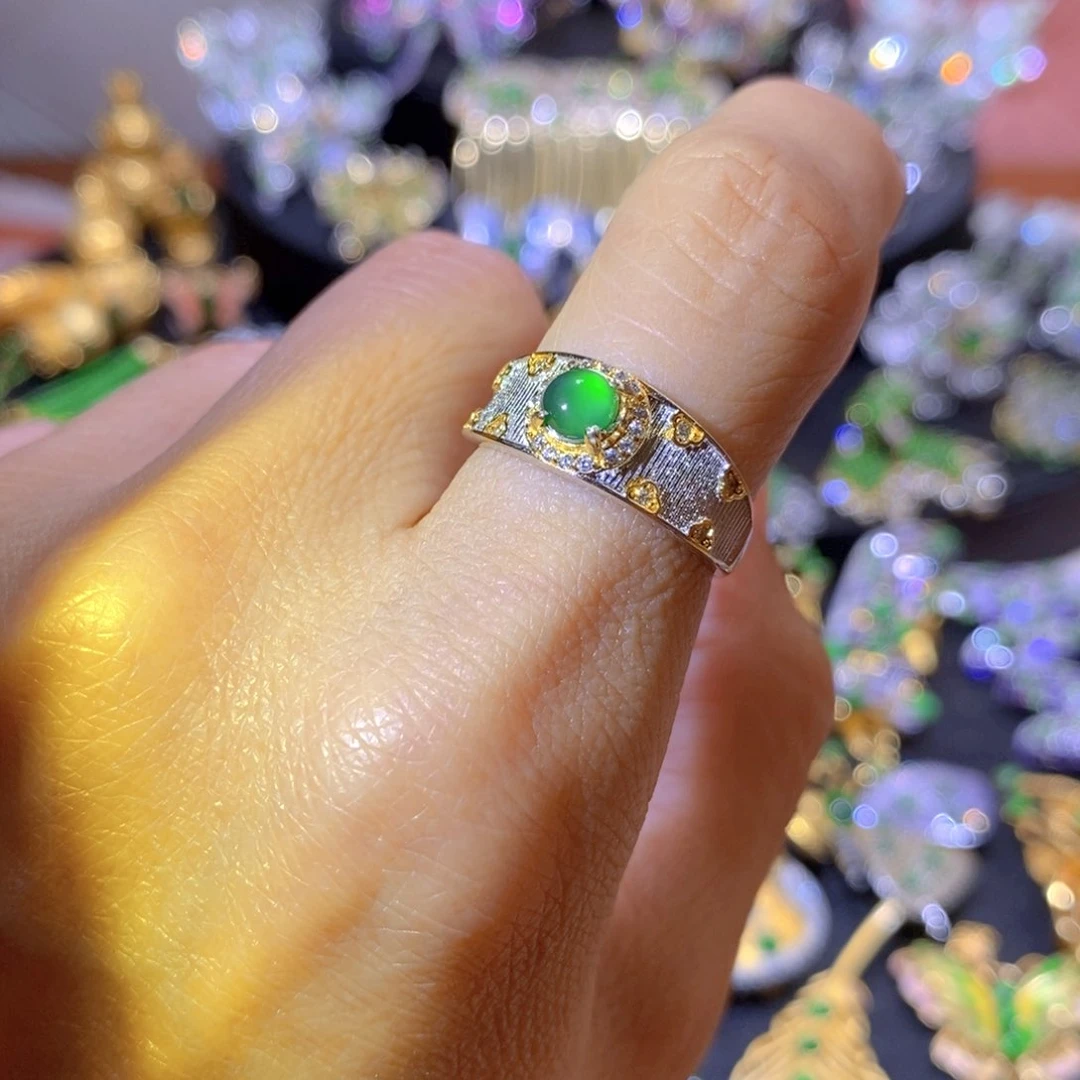 吊坠(不含链)银S925镶嵌翡翠