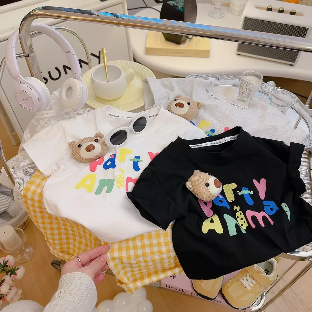 [立体玩偶亲子装】夏季儿童短袖男女童新款宽松·韩版卡通上衣