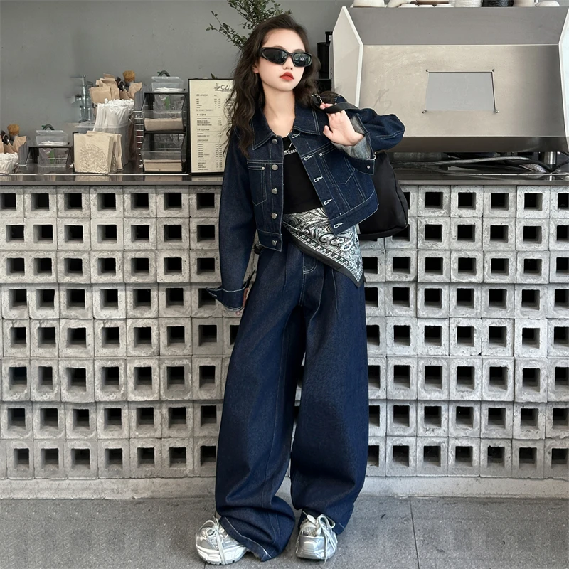 女童秋季牛仔套装2025新款儿童洋气时尚韩版女孩春秋款女大童秋装