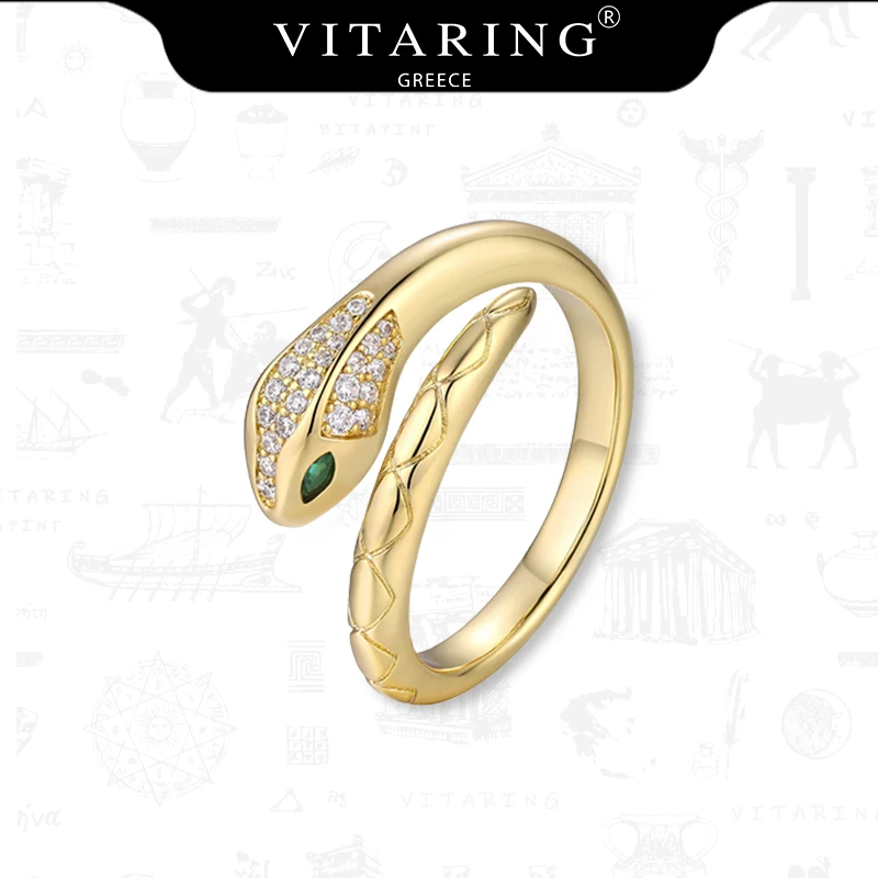 合金锆石戒指 VITARING开口蛇戒指女希腊风轻奢高级感
