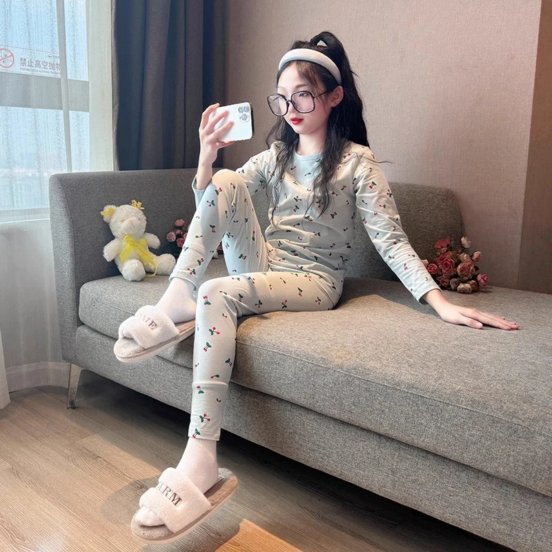 女大童秋衣秋裤套装2025新款女孩冬装纯棉保暖内衣儿童睡衣家居服