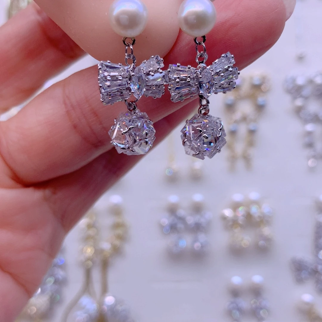 合金淡水珍珠耳饰