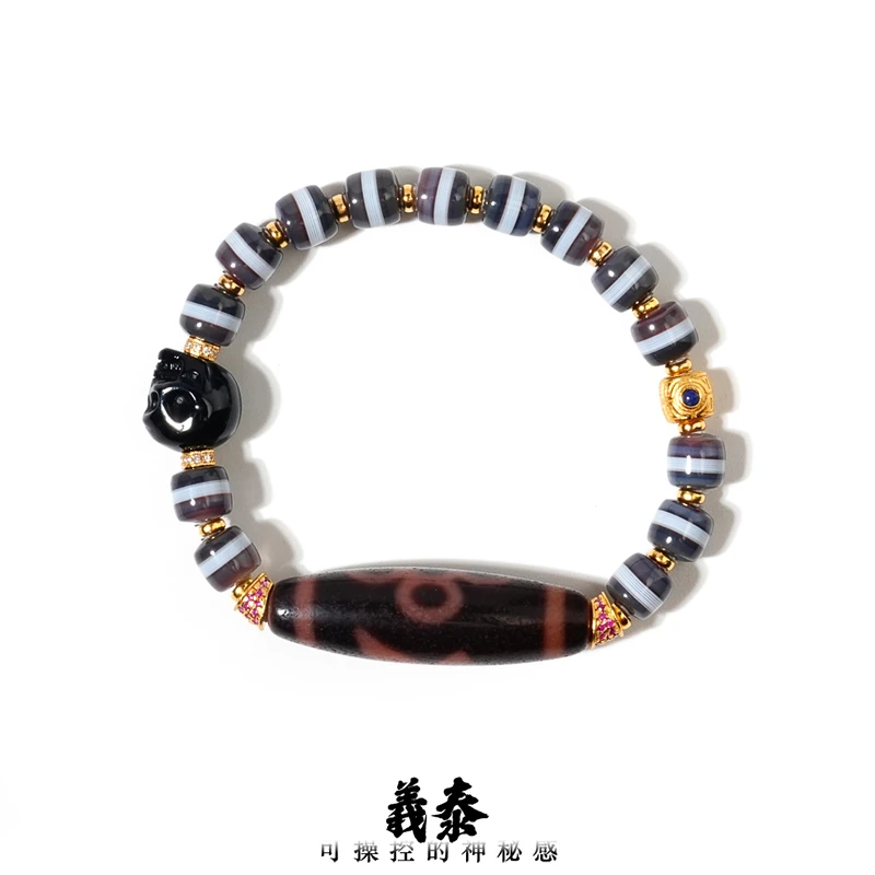 【印象吉祥】五眼珠珠+阿呆+蓝一线直切手串（多样性发其一）