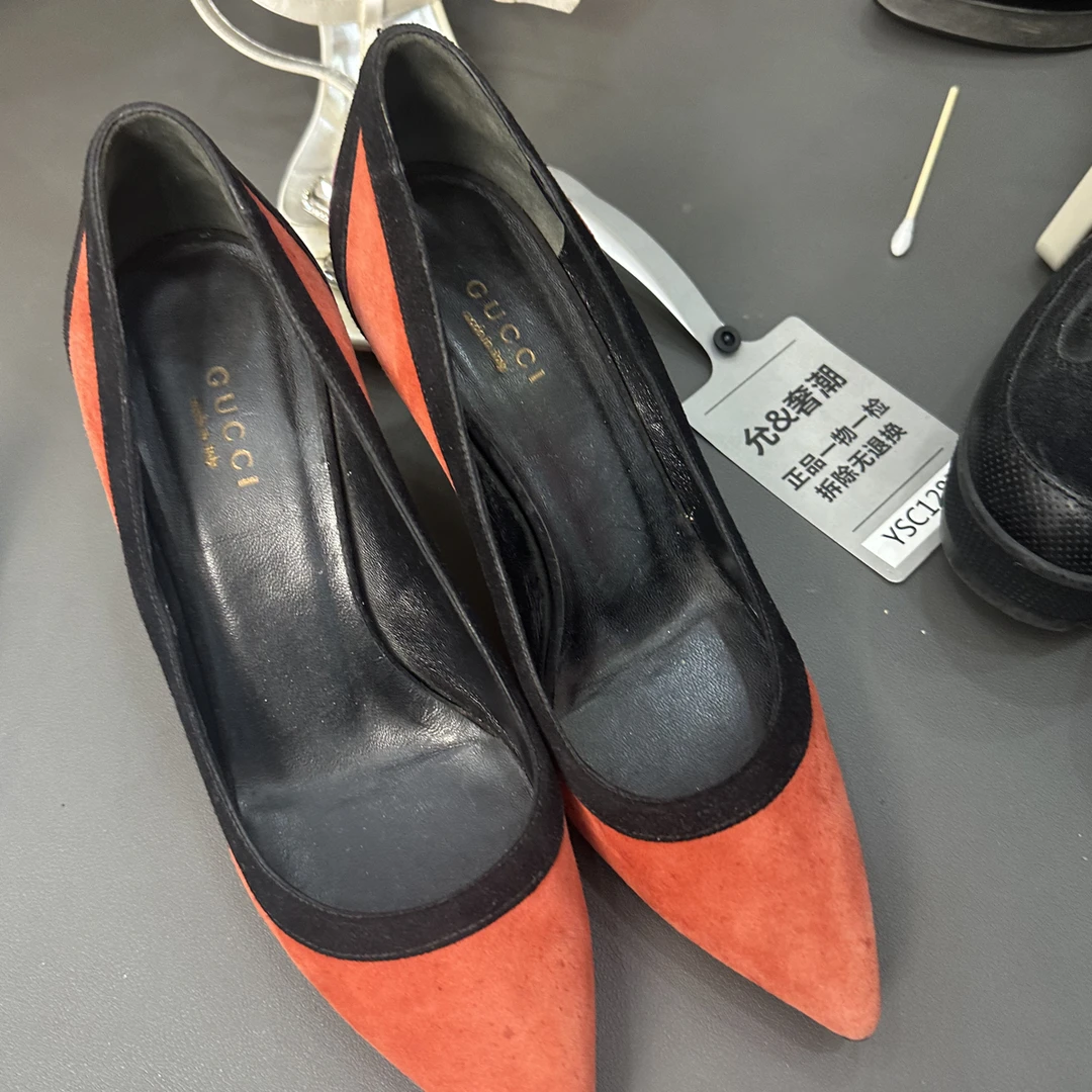 90新 GUCCI/古驰 古驰麂皮高跟鞋