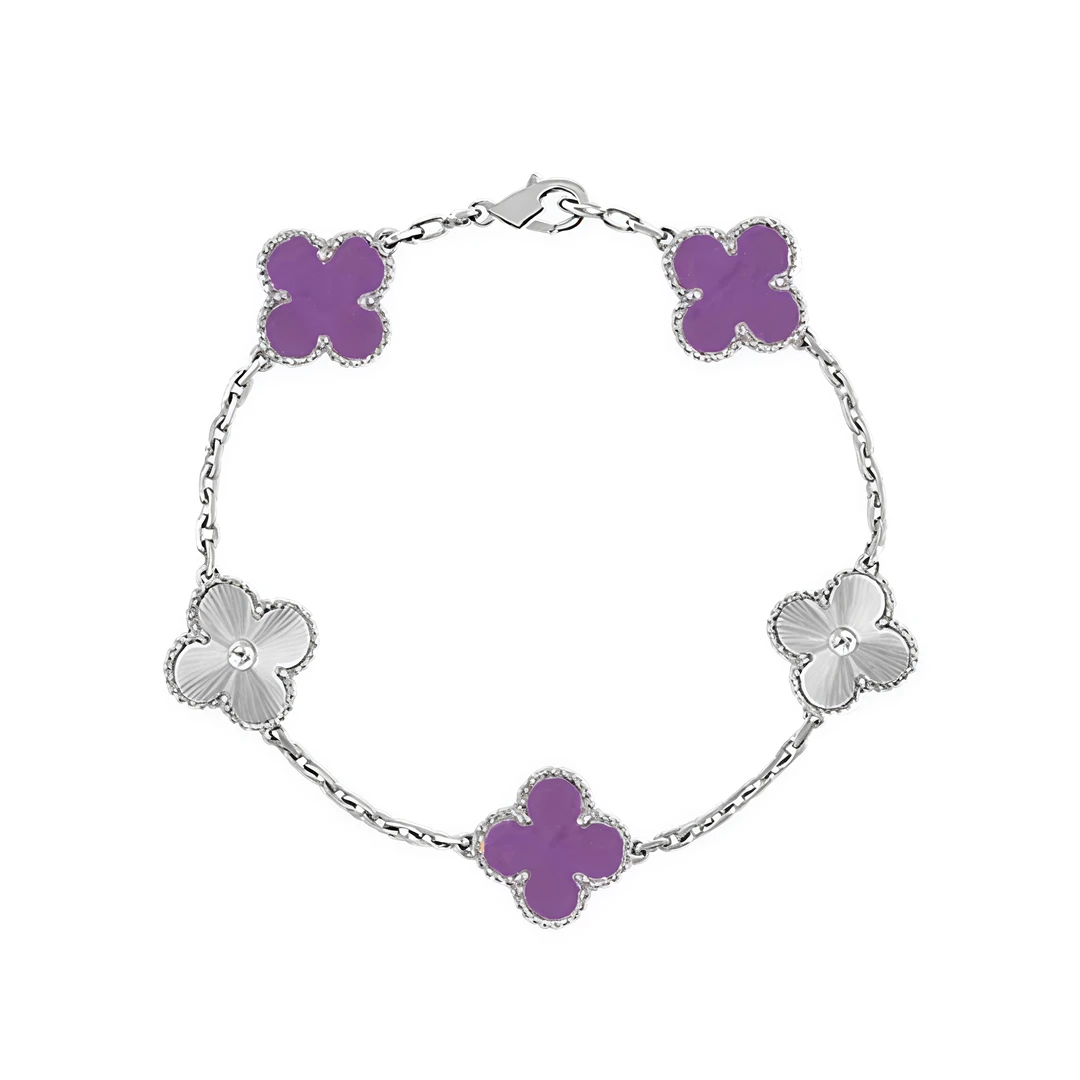 紫镭射四叶草手链设计轻奢气质 8660