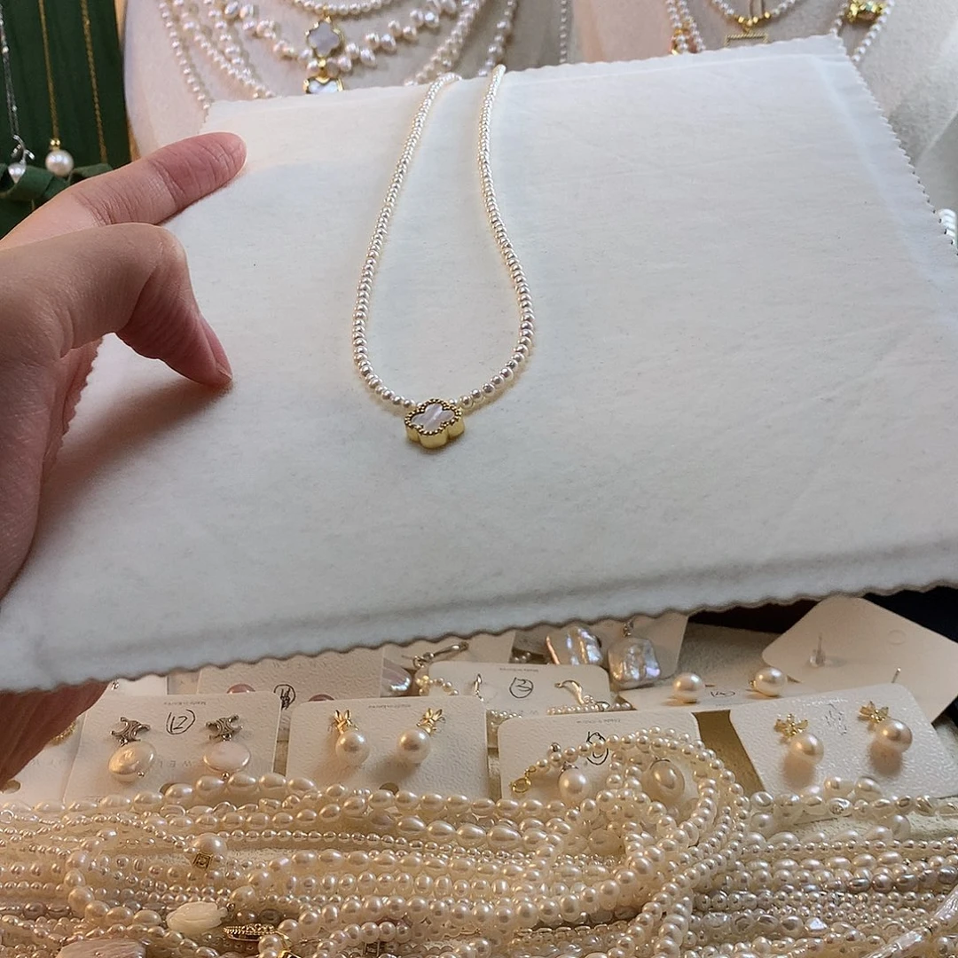 喜***多合金淡水珍珠四叶草项链