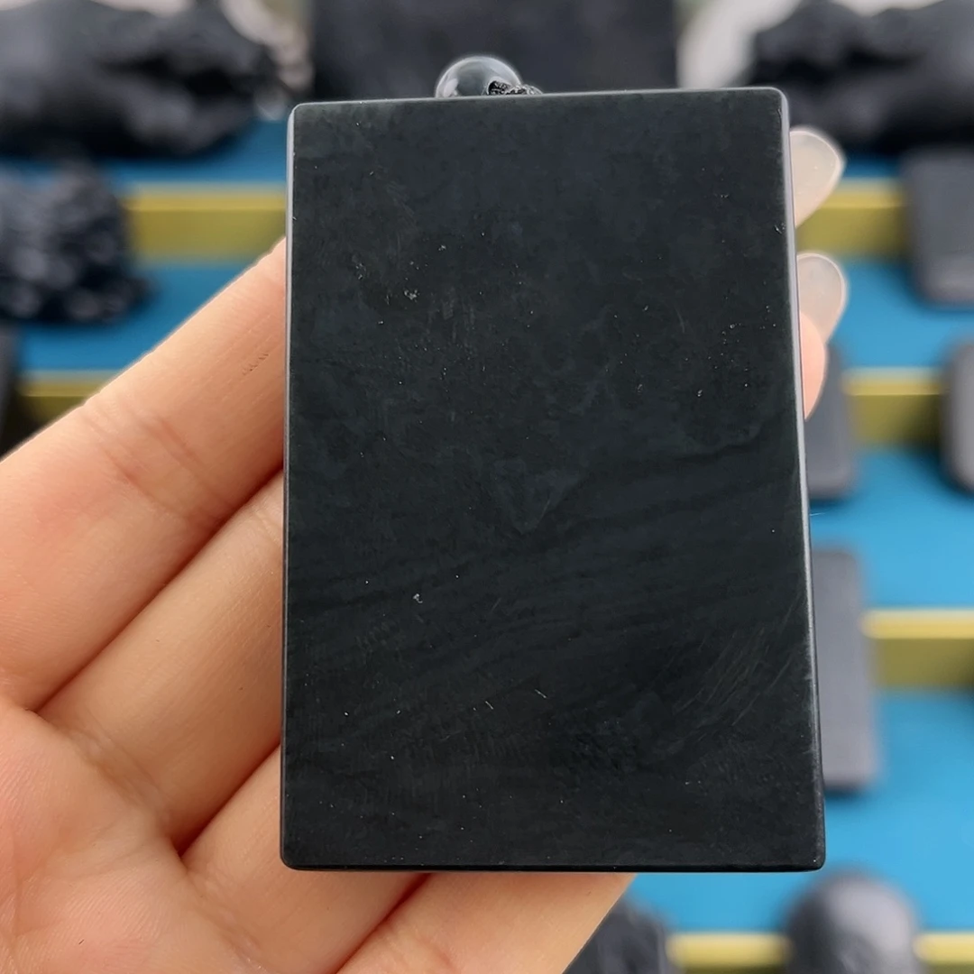 和田玉（墨玉）4、6钢板未镶嵌