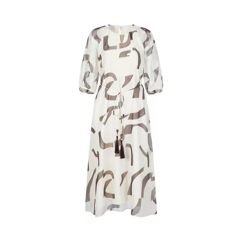 连衣裙春夏印花时尚优雅桑蚕丝气质714