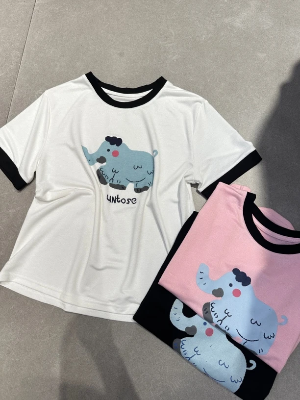 休闲短袖圆领常规款女款T恤不褪色卡通INS风运动1313