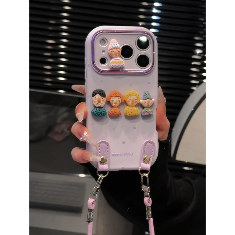 圆点适用苹果17pro手机壳16pm小胖妹华为p80女mate60荣耀oppo小米