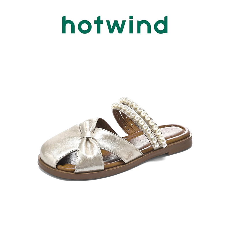 热风25夏季新款包头时尚平底法式厚底拖鞋凉拖浅口半拖H24W25D14