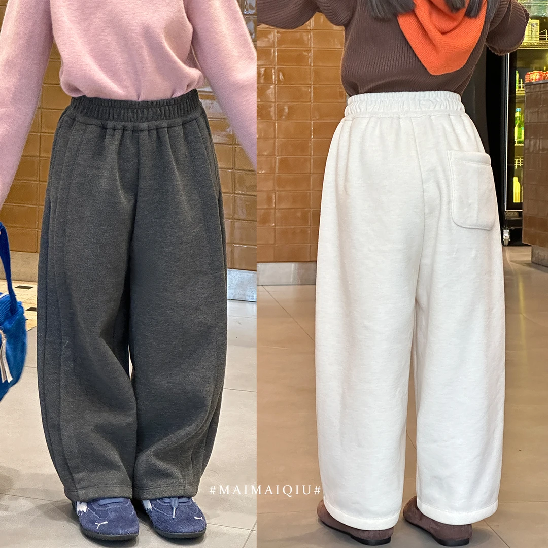 现货「麦麦秋」【糯米糍】火山绒女中大童冬季休闲直筒老爹裤GD2133