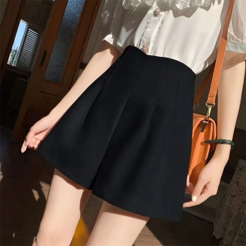薄款短裤黑色流行外穿垂坠感夏季高腰显瘦西装裤夏天女裤子百搭