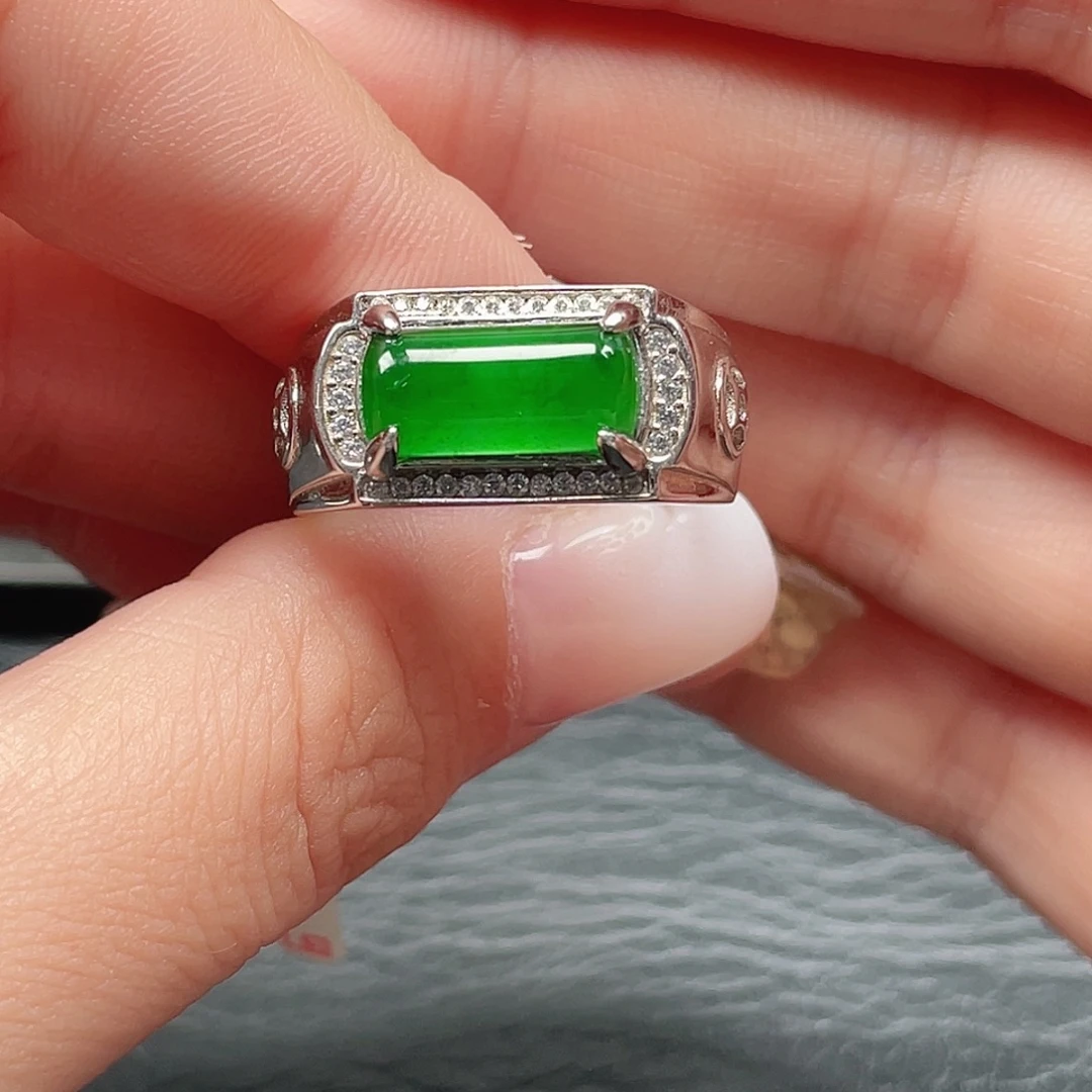 翡翠银S925镶嵌戒指3559