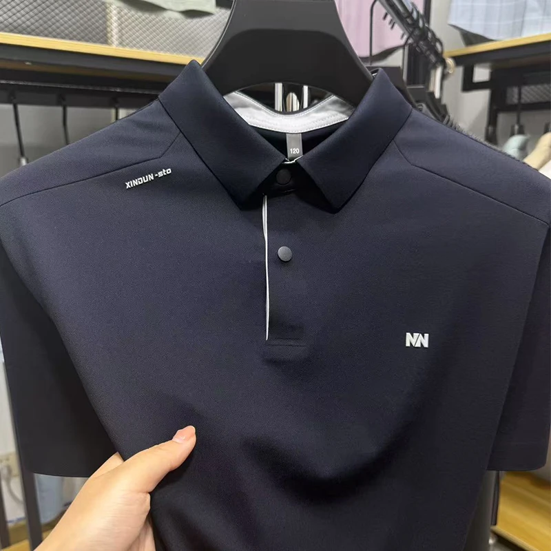 蒙派无痕运动Polo衫男士青年短袖夏季时尚纯色翻领宽松休闲上衣