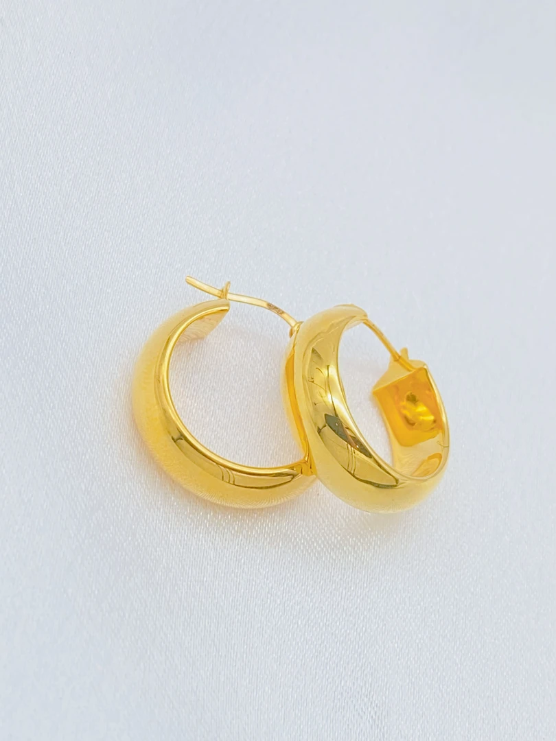 老庙黄金3 金Au750 精工5D工艺 经典时尚光面 耳扣 2.61克