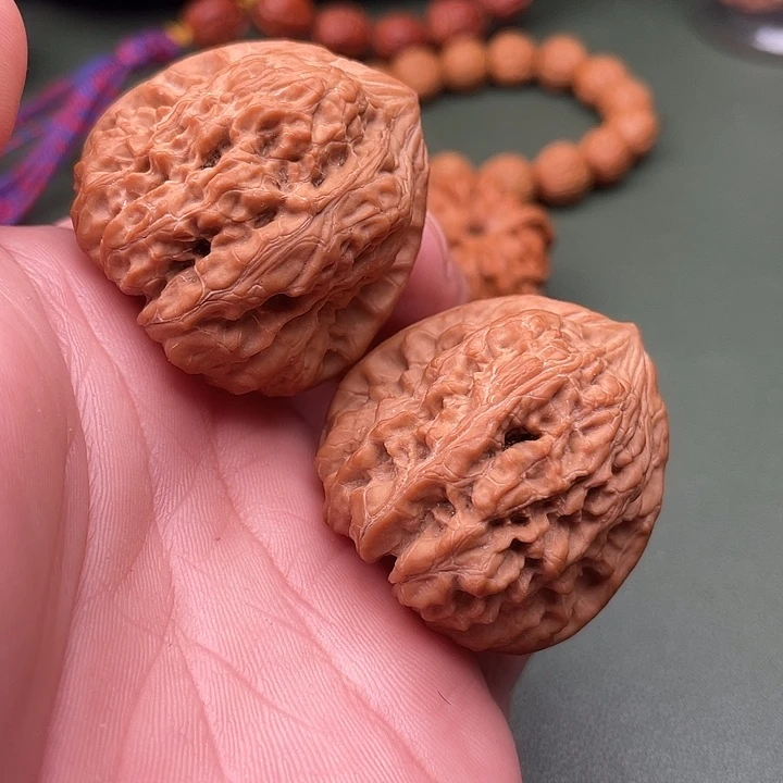 核桃把件40全品精配对平谷凹底