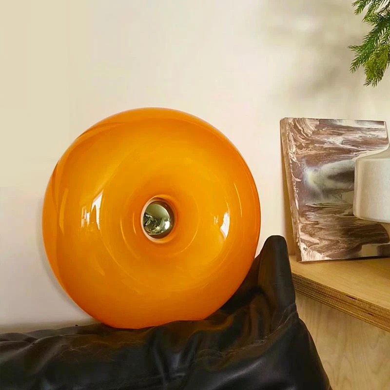 网红中古甜甜圈壁灯卧室触摸橘色包豪斯床头灯氛围灯