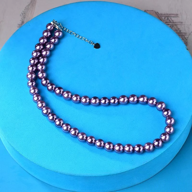 项链 浓紫色贝珠8mm项链RR时尚气质款