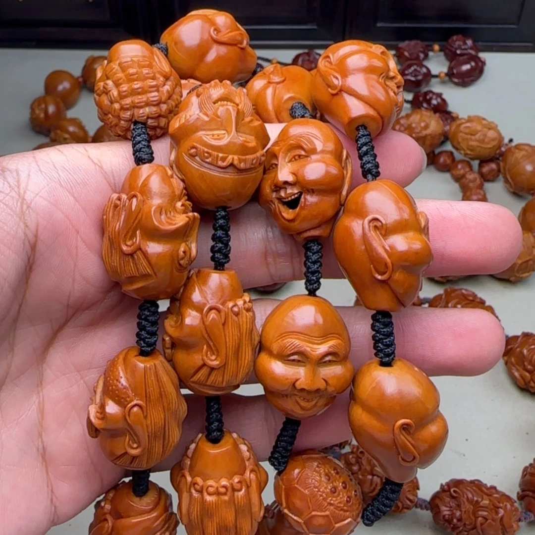 【闪购商品】橄榄核手串/手链P****?纯手工雕刻十八罗汉
