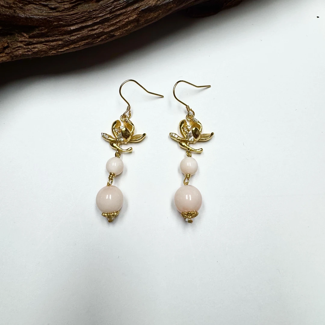 MoMo珊瑚 耳坠925银——24101