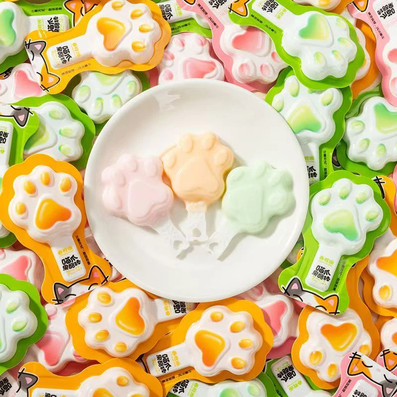 猫爪果酪棒果冻学生儿童爱吃零食喵爪卡通可爱造型混合水果味
