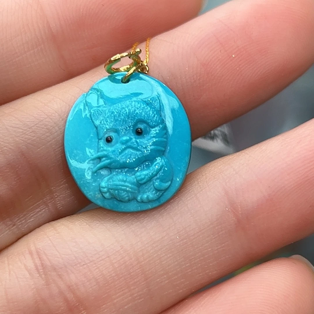 绿松石珠宝奇石18K金镶嵌