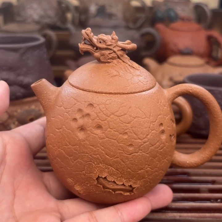 紫砂茶壶龙蛋原矿黄降坡200c