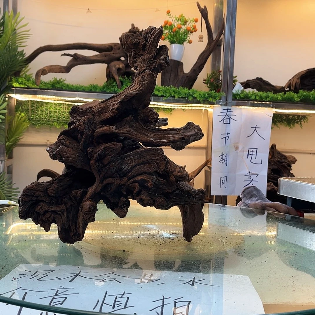 柚木沉木鱼缸造景