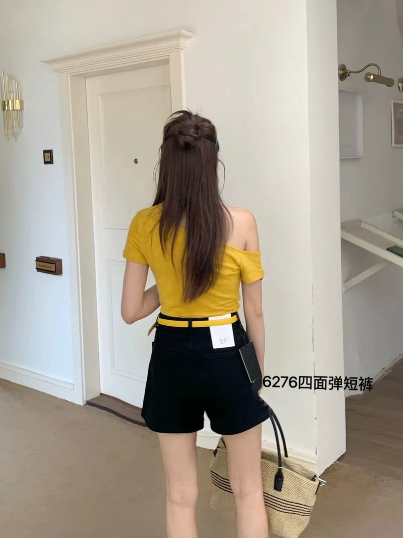 老钱风高腰静奢风透气夏季短裤气质ins百搭阔腿韩版打底短款