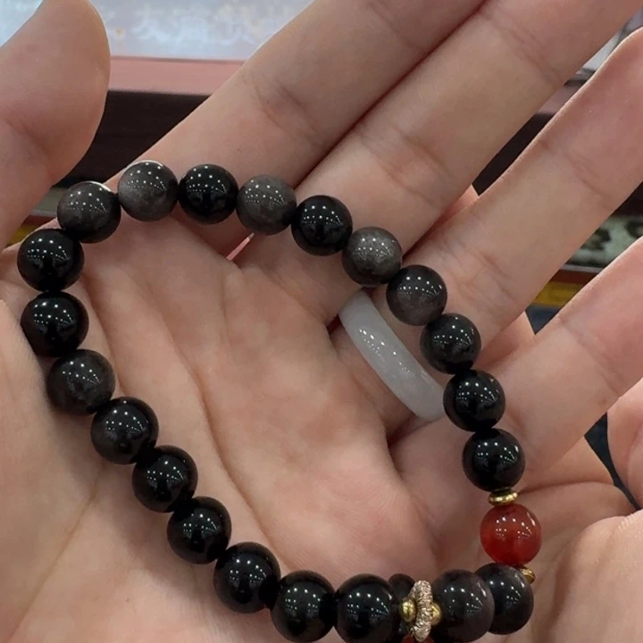 黑曜岩未镶嵌手链