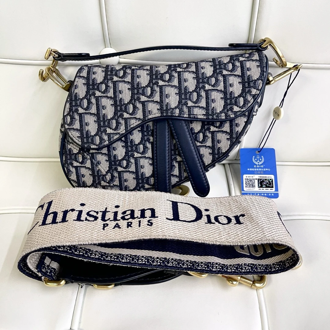 95新 DIOR/迪奥 119523 迪奥老花mini马鞍包单肩包